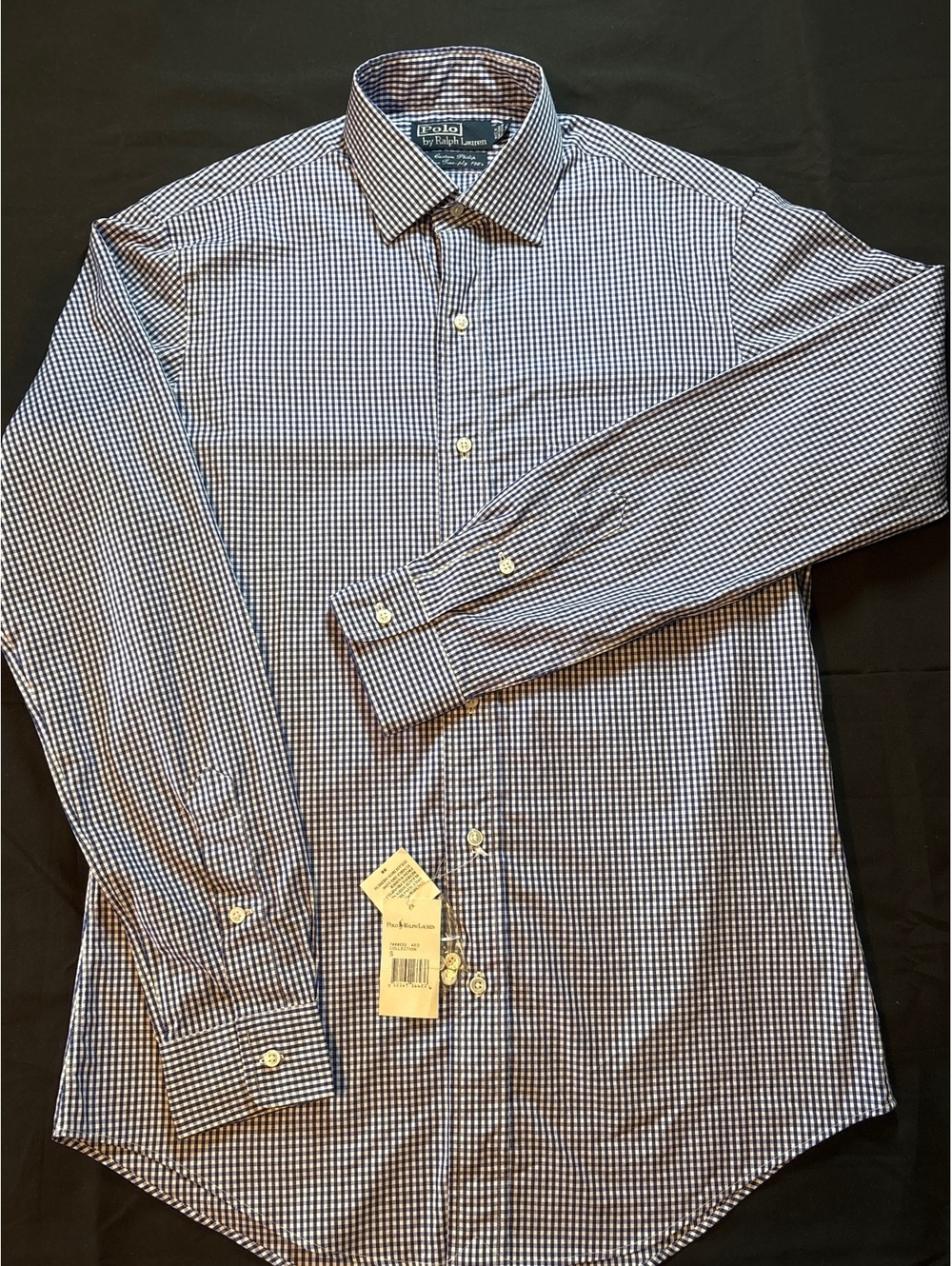 NWT Polo Ralph Lauren Size 15 Custom Fit Blue White Gingham Button Up